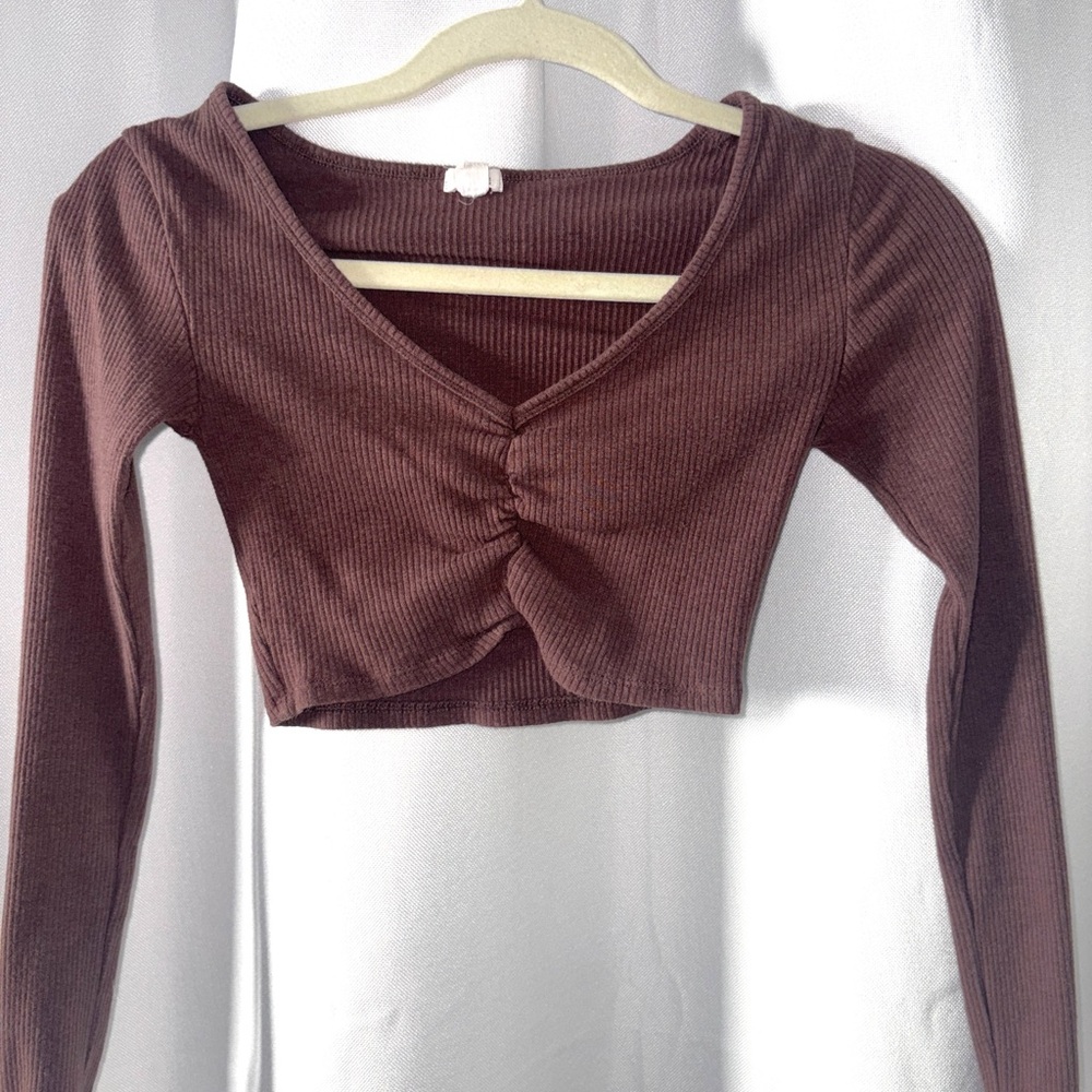 Aeropostale Chocolate Brown Ruched Crop Top